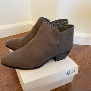 Style & Co gray suede booties 10.5
